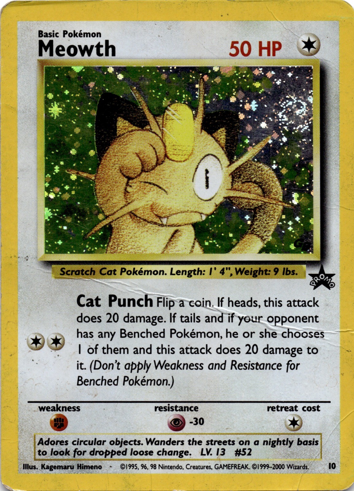 Meowth Holo Promo WoTC Promo 10/53 DMG Meowth Holo Promo WoTC Promo 10/53 DMG