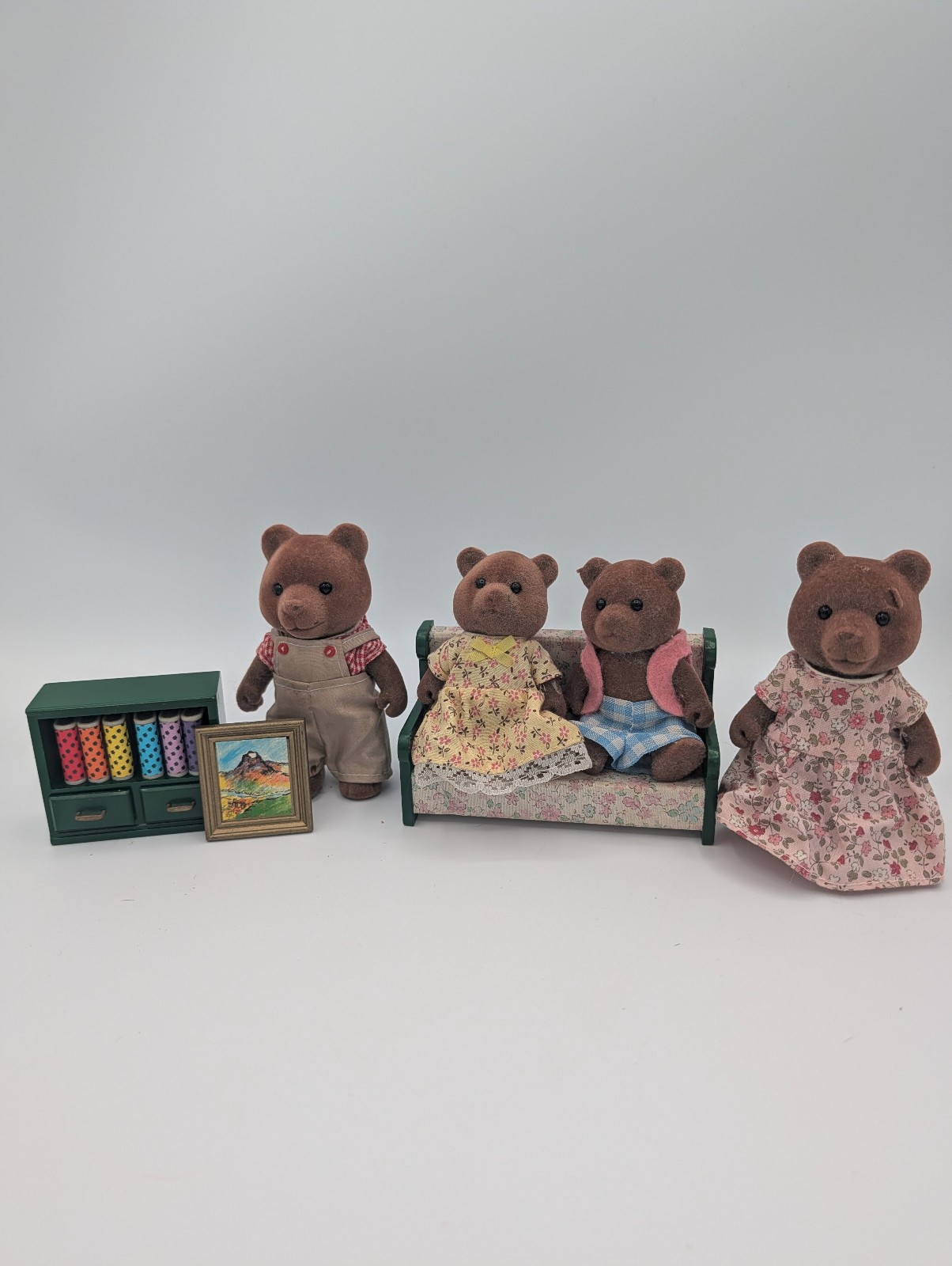 VTG 1985 Sylvanian Bear Family Set of 4 Calico Critters By Epoch Toys Taiwan GUC