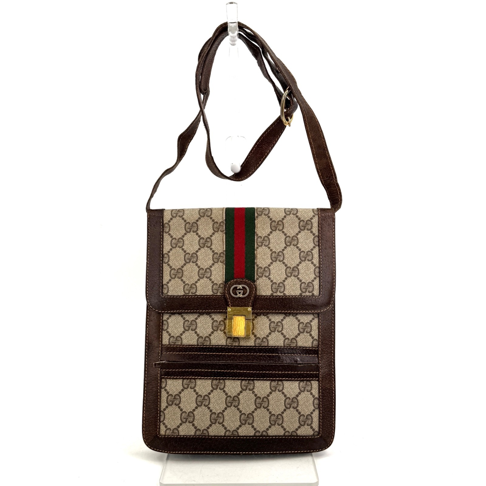 Vintage Gucci Sherry Line GG Supreme Shoulder Bag Leather
