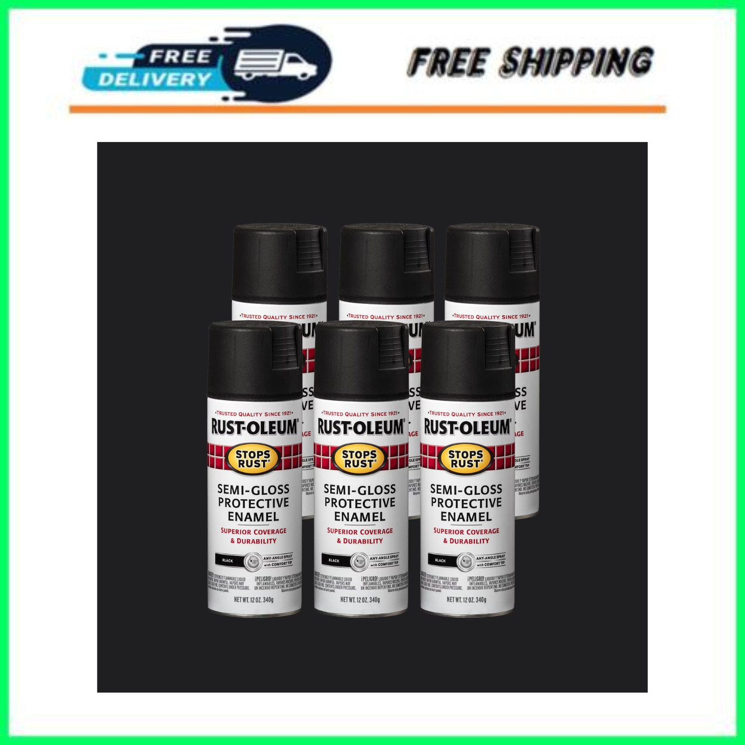Rust-Oleum Stops Rust Semi Gloss Black Enamel Spray Paint 12oz 6 Pack Rust-Oleum Stops Rust Semi Gloss Black Enamel Spray Paint 12oz 6 Pack