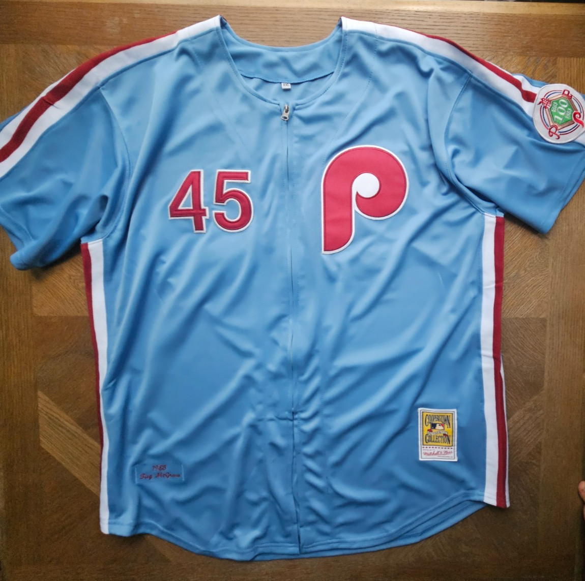 Tug McGraw #45 Philadelphia Phillies 1984 Cooperstown Men Blue XL Jersey TUGGER Tug McGraw #45 Philadelphia Phillies 1984 Cooperstown Men Blue XL Jersey TUGGER