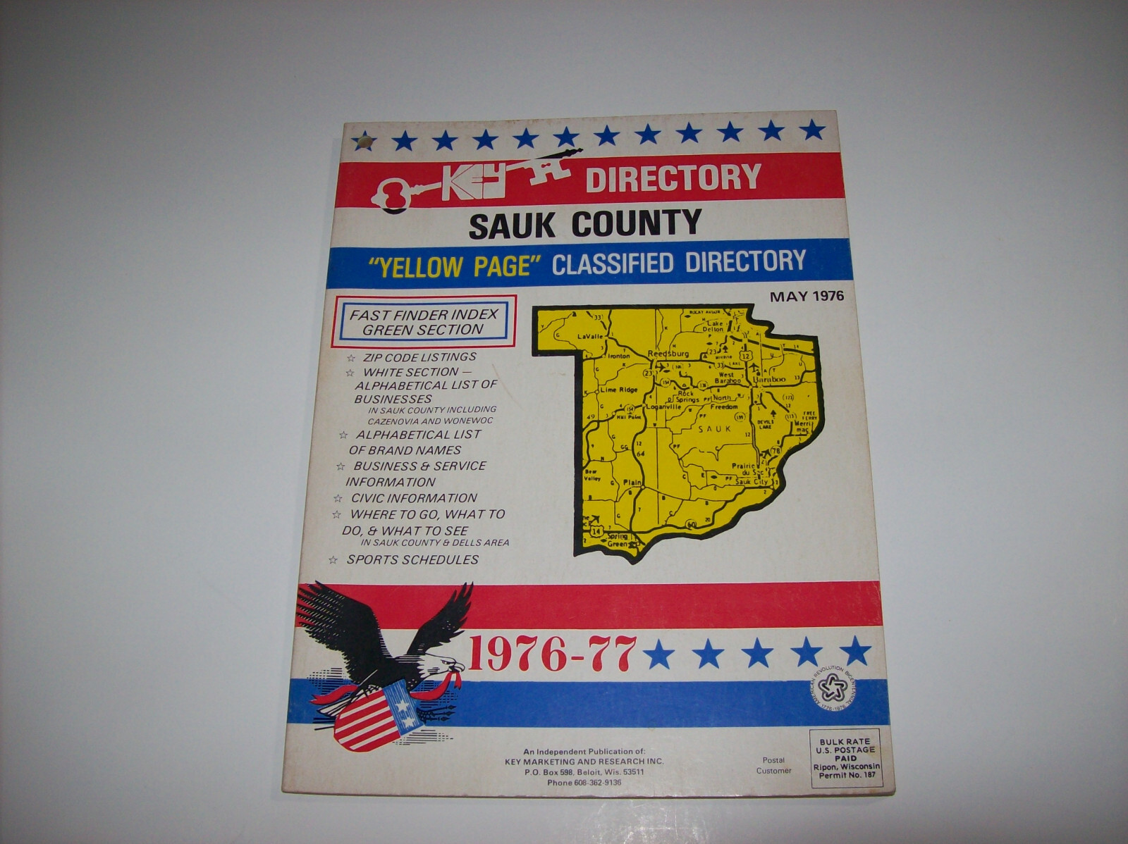 Vintage 1976-1977 Sauk County Wisconsin Directory Yellow Page Classified Pages