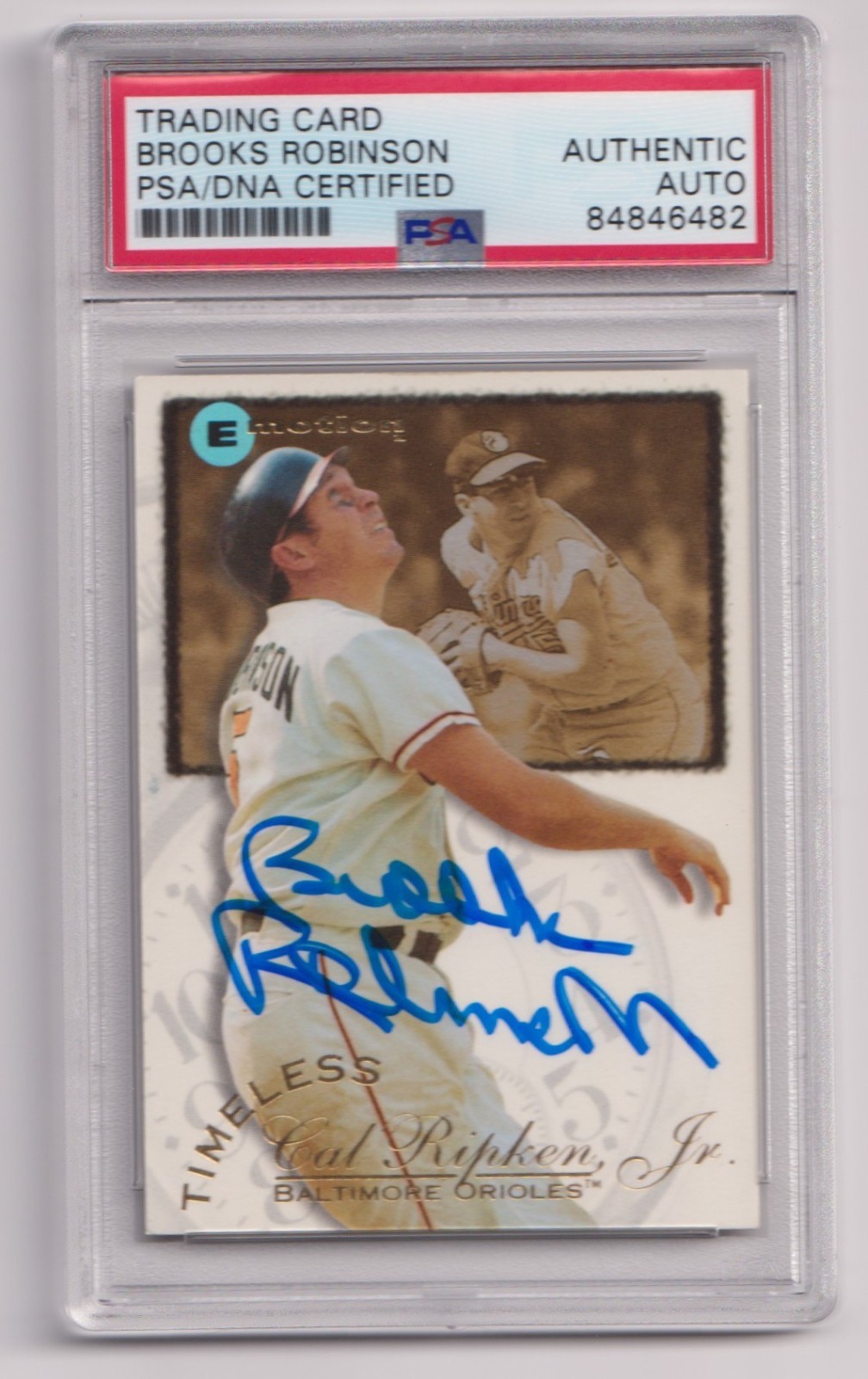 1995 Skybox Emotion #2 BROOKS ROBINSON Signed AUTOGRAPH Card PSA/DNA COA Orioles