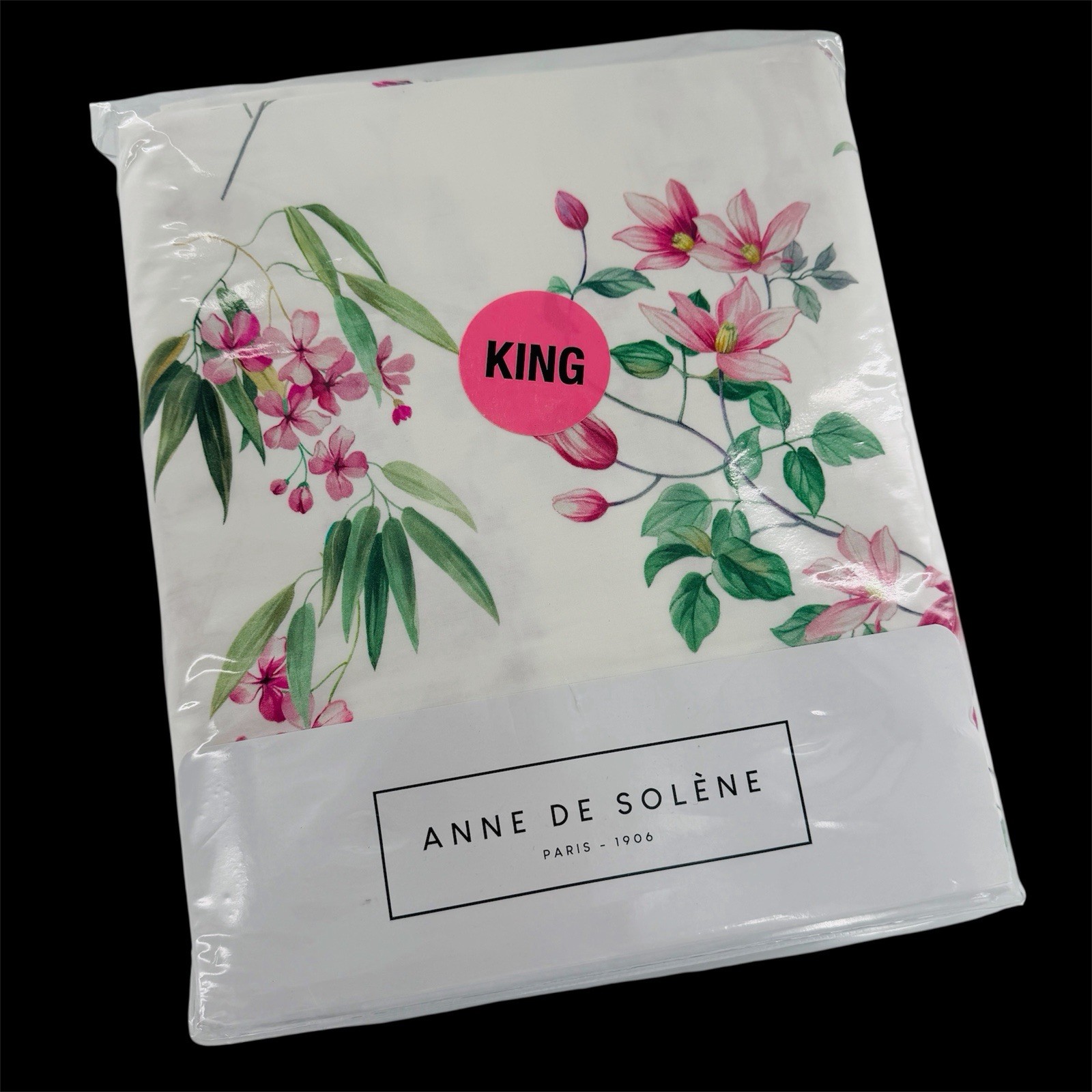 NEW Anne De Solene Aura Floral  King Duvet Percale Combed Cotton Luxury Pink