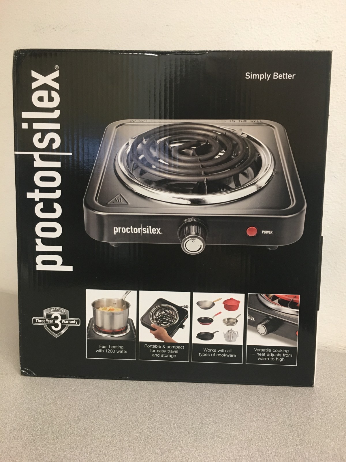 Proctor Silex 1 burner Stainless Steel Table Top Burner 34105 Proctor Silex 1 burner Stainless Steel Table Top Burner 34105