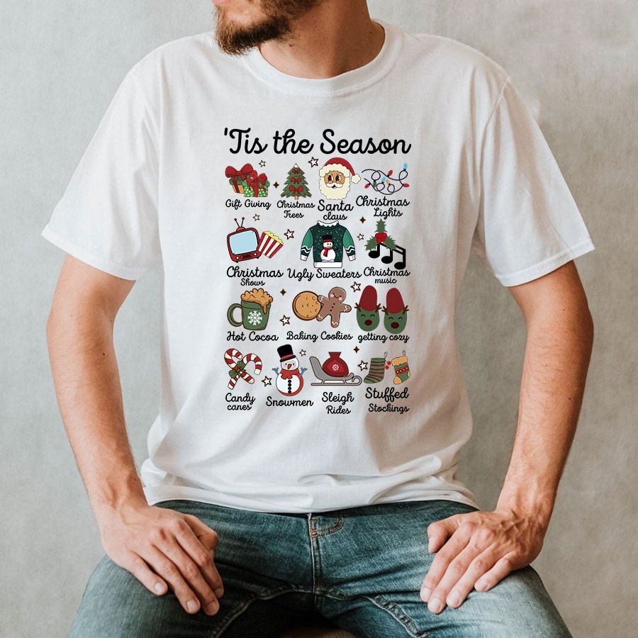 Tis The Season Merry Christmas T-Shirt Tee tree Gift Xmas S-234XL Tis The Season Merry Christmas T-Shirt Tee tree Gift Xmas S-234XL
