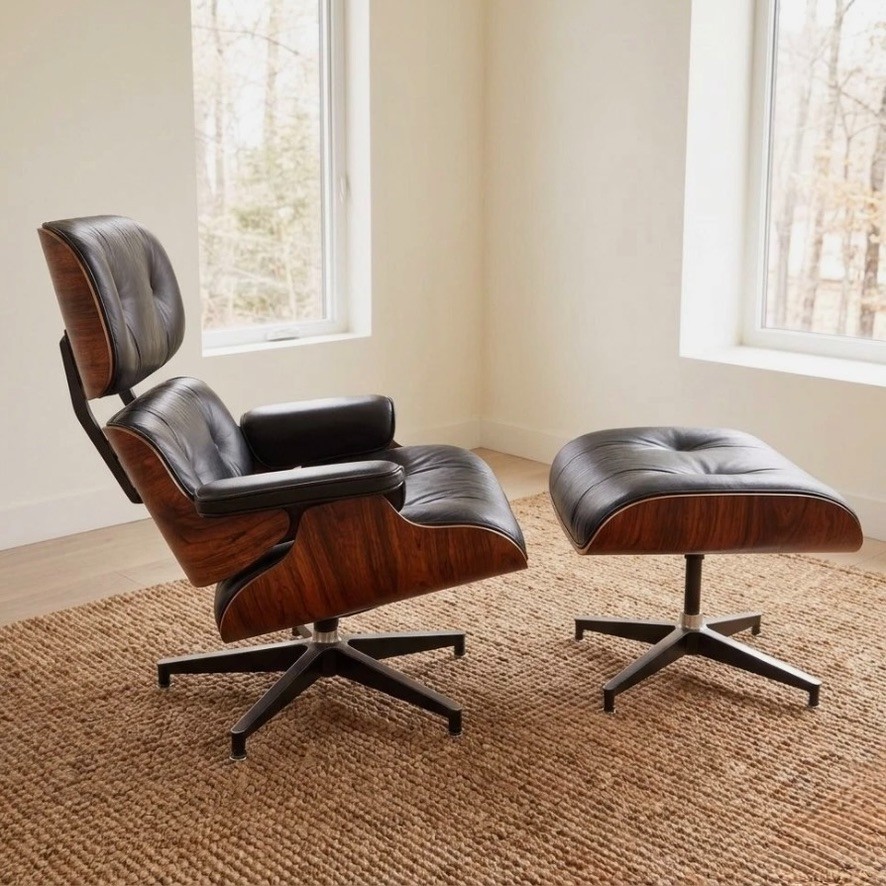 Vintage 1981 Northfield Eames Style Lounge Chair & Ottoman Rosewood Canada MCM
