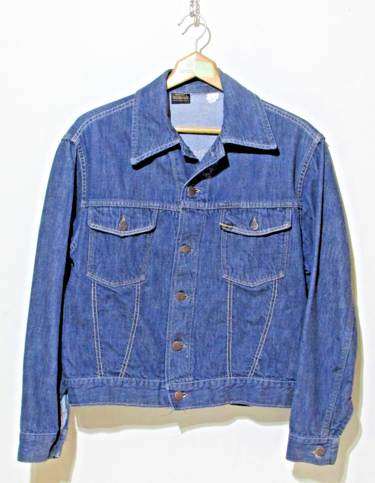 Vtg. 1970s Sears Roebucks Indigo Denim  Trucker Jacket Type III Made in USA  40R