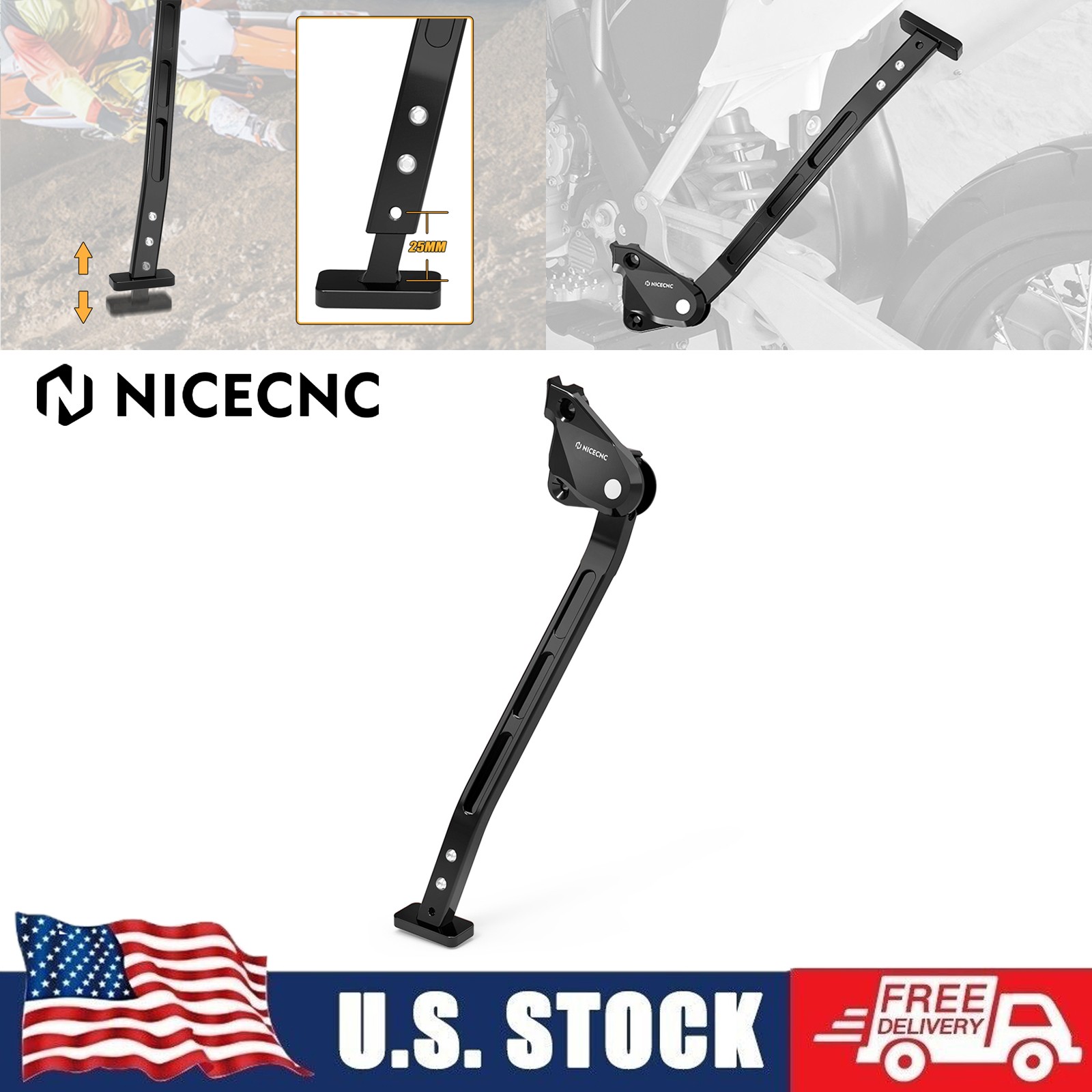 NICECNC Side Stand Kickstand For KTM 125 150 250 SX 250 350 450 SX-F 2017-2025