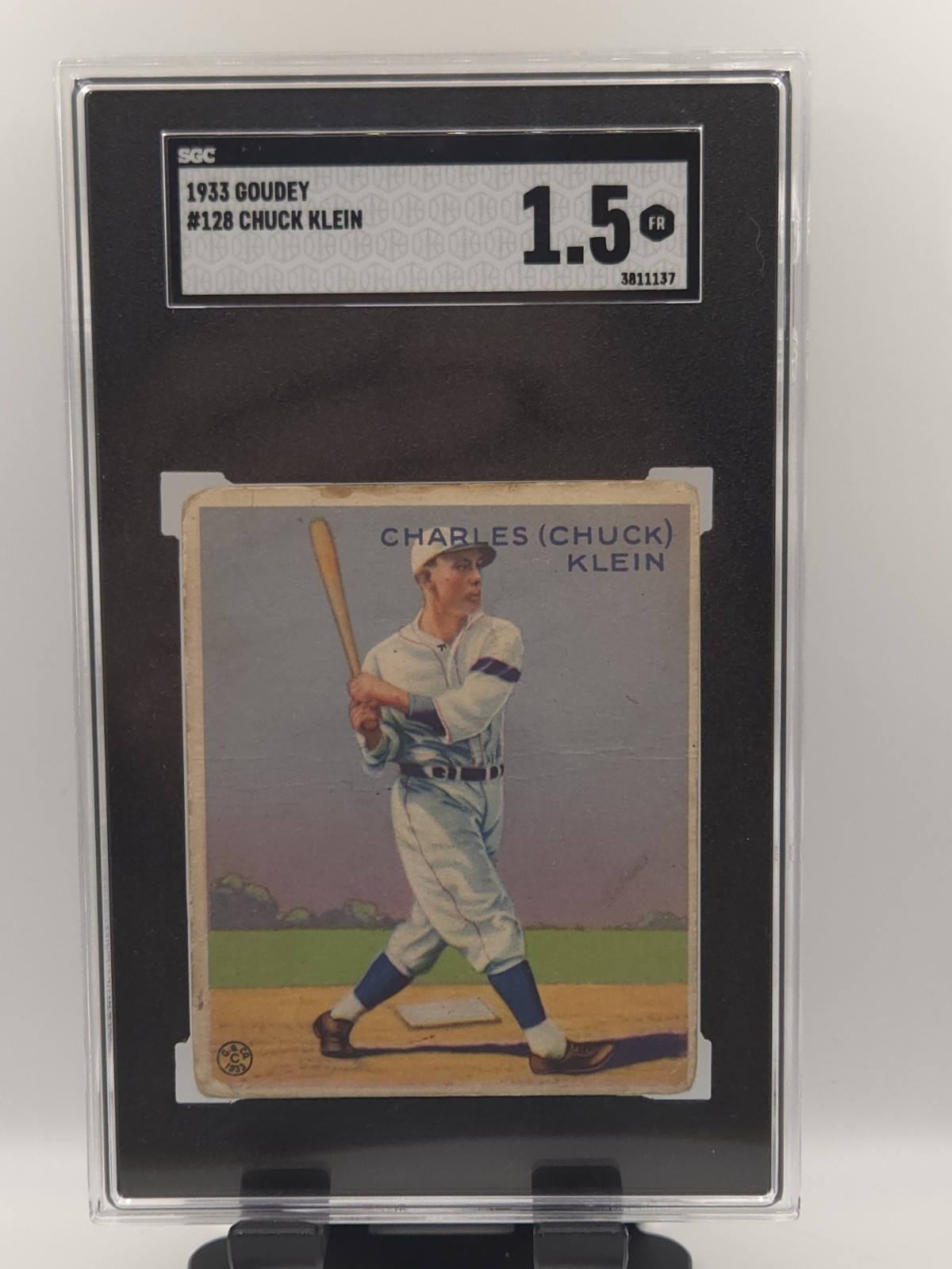 1933 Goudey Chuck Klein #128 SGC 1.5 HOF Philadelphia Phillies Vintage 1933 Goudey Chuck Klein #128 SGC 1.5 HOF Philadelphia Phillies Vintage