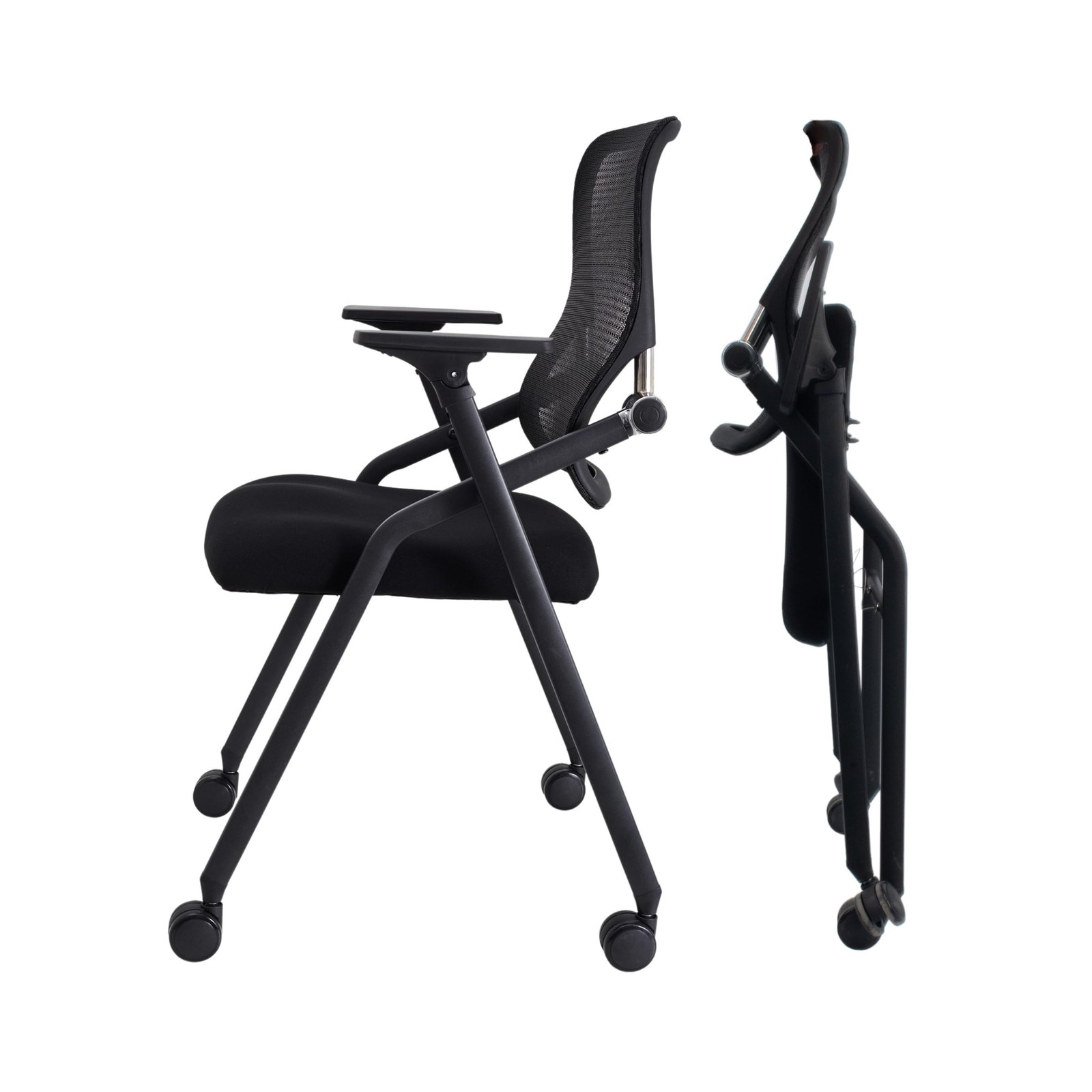 PRO, Stackable & Foldable Conference Room Chairs with 2X Thick Cushion, Lumba...