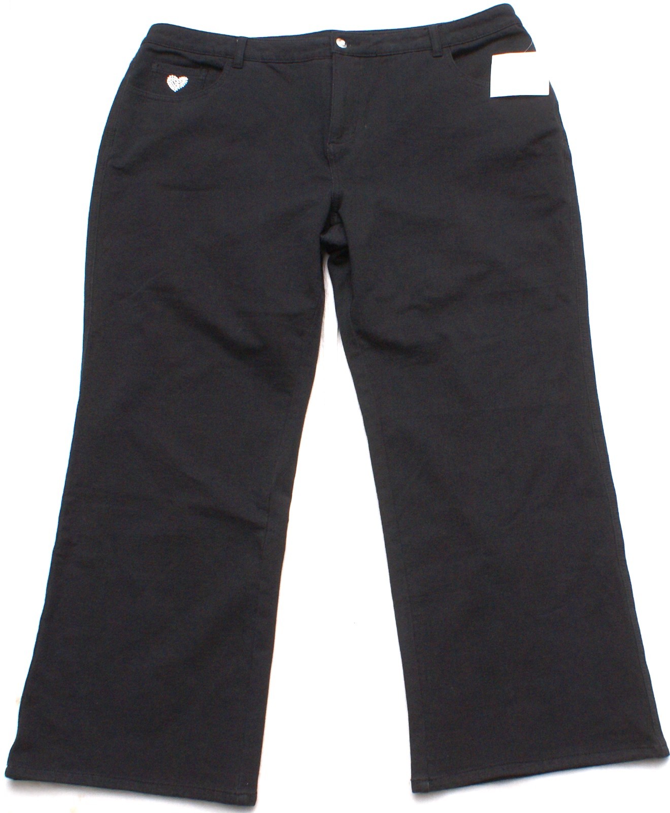 Dream Jeannes Quacker Factory 20W Black Stretch Knit Jeans Pants Rhinestones NEW