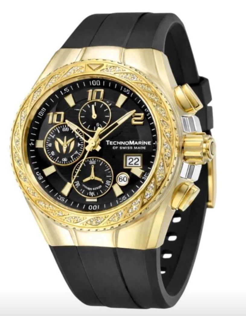 TechnoMarine TM-125011 Special Edition Cruise Glitz Gold Black Dial/Strap 44.5mm