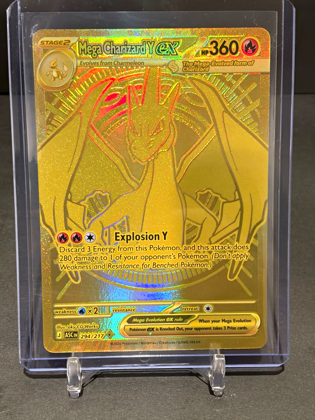 Pokémon TCG Mega Charizard Y EX 294/217 AscendedHeroes Gold Hyper Rare Pokémon TCG Mega Charizard Y EX 294/217 AscendedHeroes Gold Hyper Rare