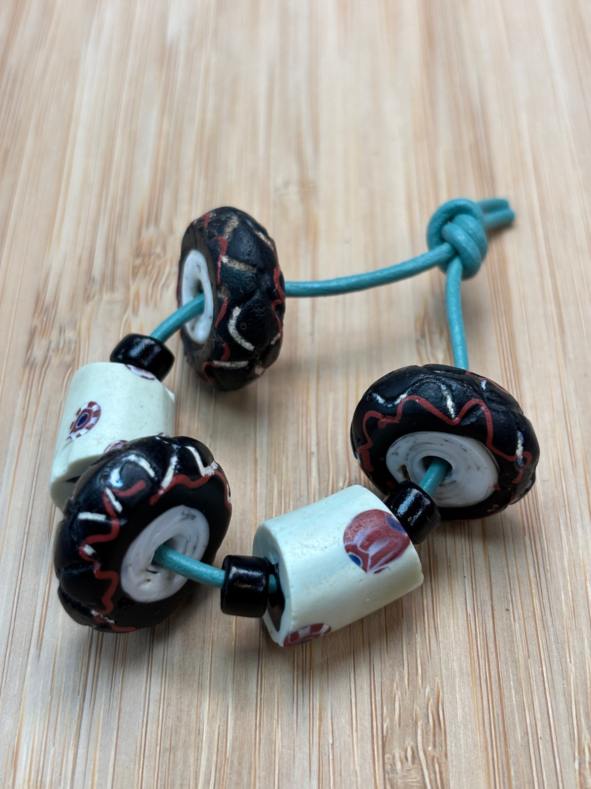 African Trade Beads Antique Venetian Black Tires RARE African Trade Beads Antique Venetian Black Tires RARE