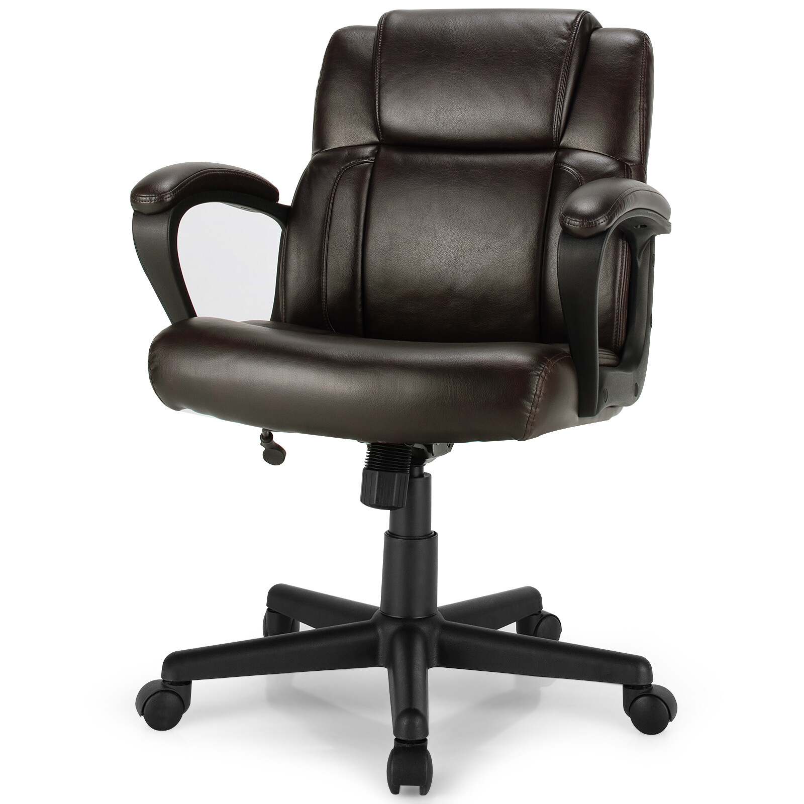 Costway Executive Leather Office Chair Adjustable Computer Chair Swivel Seat
