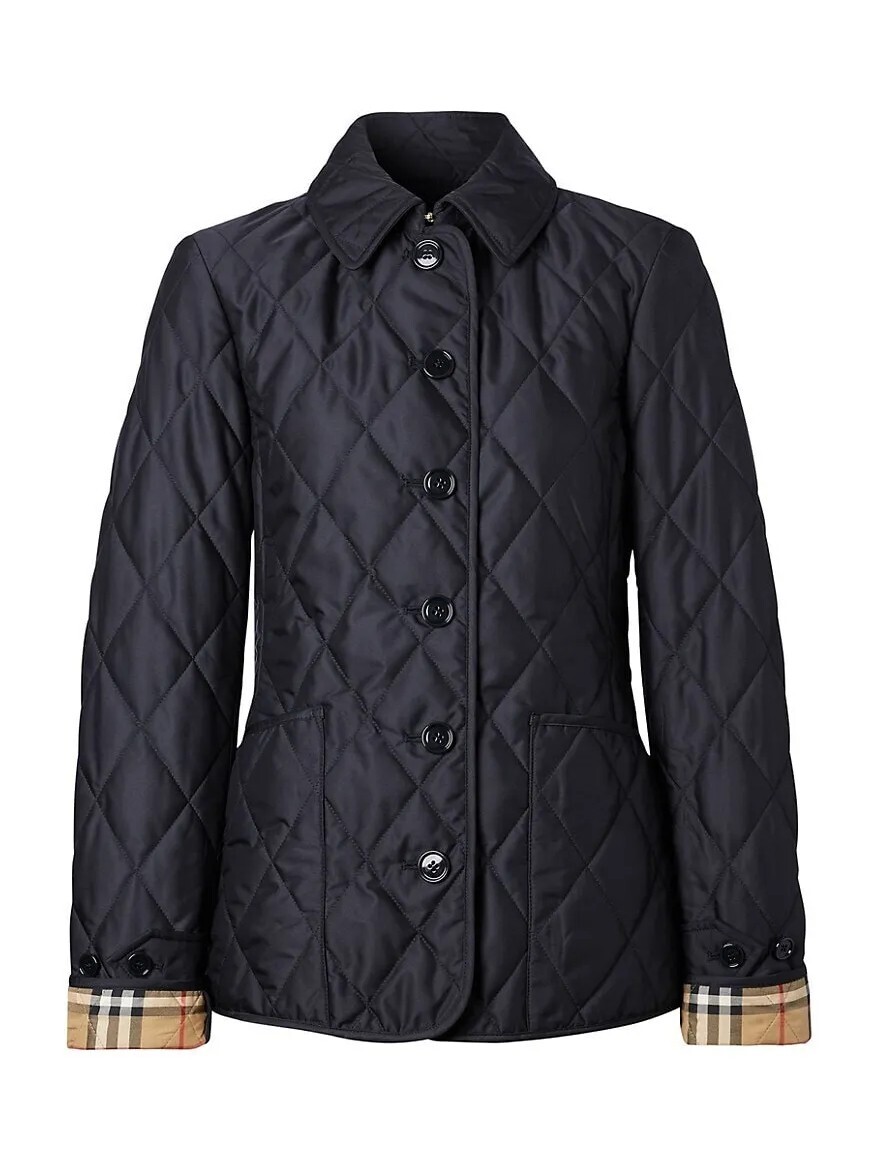 Burberry Fernleigh Women\'s Midnight Blue Diamond Quilted Jacket Size XXS