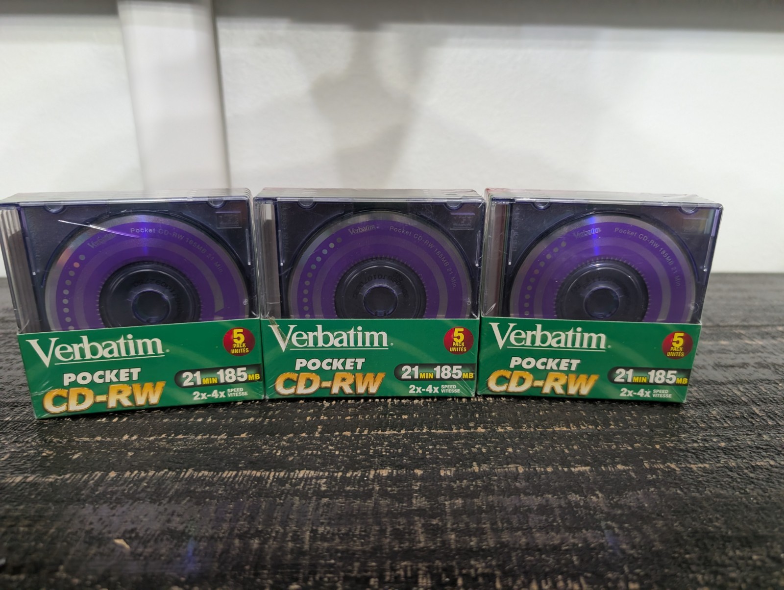 3 - Verbatim Pocket CD-RW Mini-Size 5 Pack New Sealed 21min 185mb 1x 32x Speed 3 - Verbatim Pocket CD-RW Mini-Size 5 Pack New Sealed 21min 185mb 1x 32x Speed