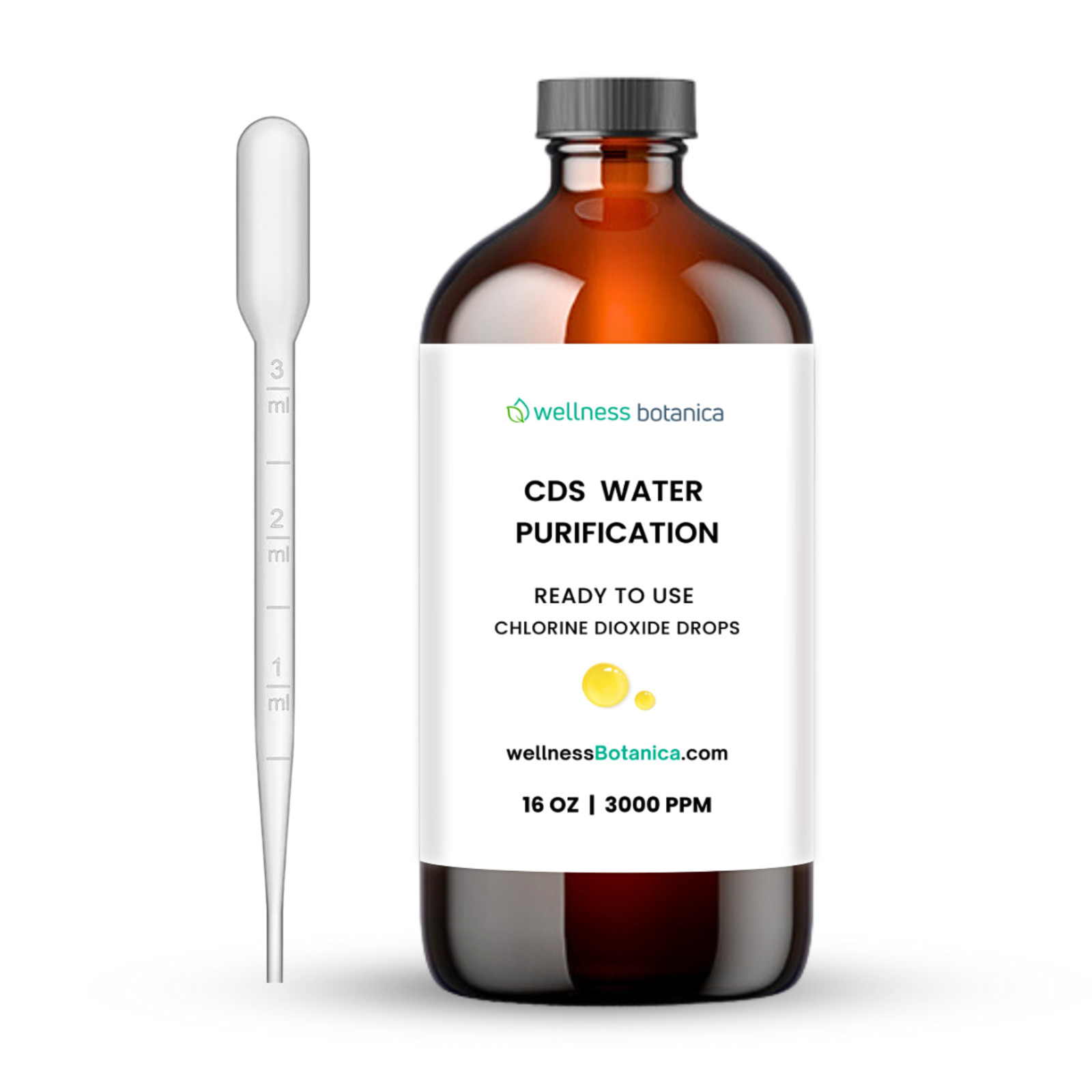 CDS Water Purification Solution 500ml 16oz 100% Pure Ready to Use Drops (Glass)