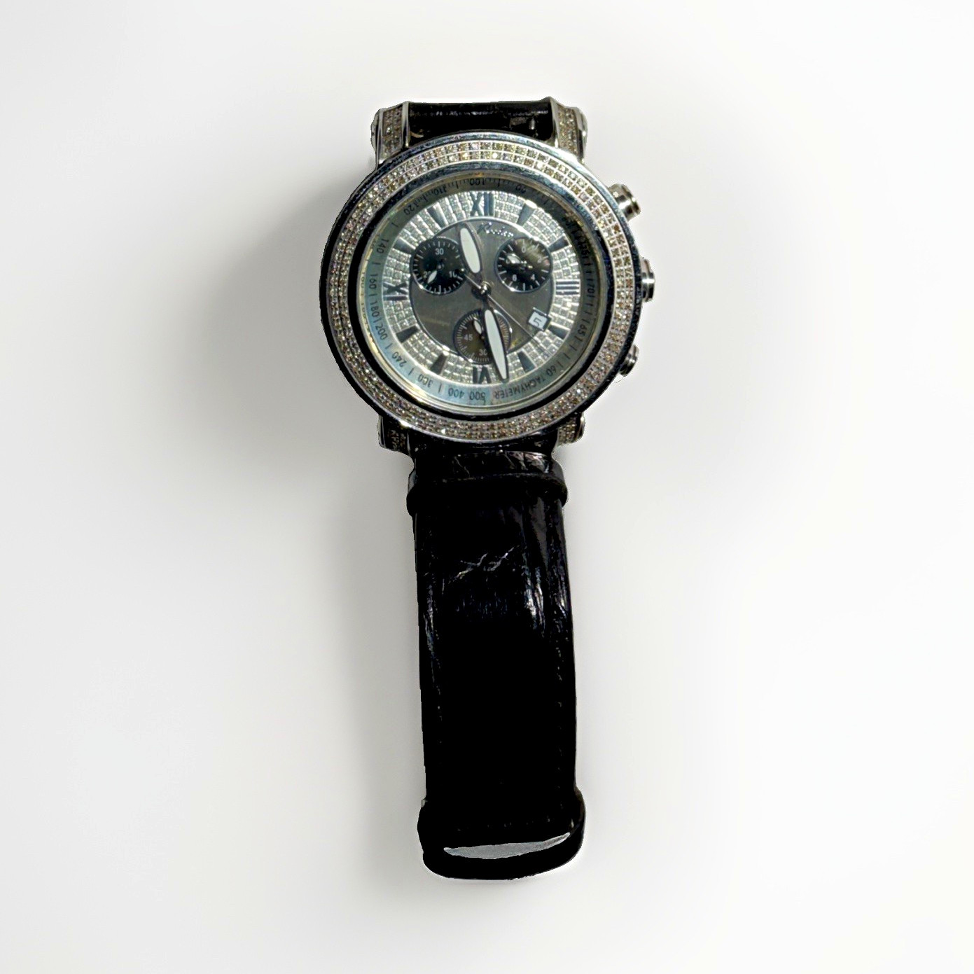 Joe Rodeo Quartz Chronograph 46mm Silver Dial Black Leather Strap Box Papers Joe Rodeo Quartz Chronograph 46mm Silver Dial Black Leather Strap Box Papers