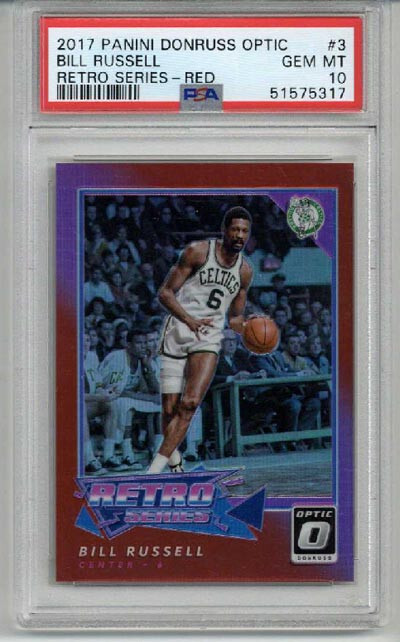 2017 PANINI DONRUSS OPTIC RETRO SERIES RED #3 BILL RUSSELL LE 19/99 PSA 10 RARE