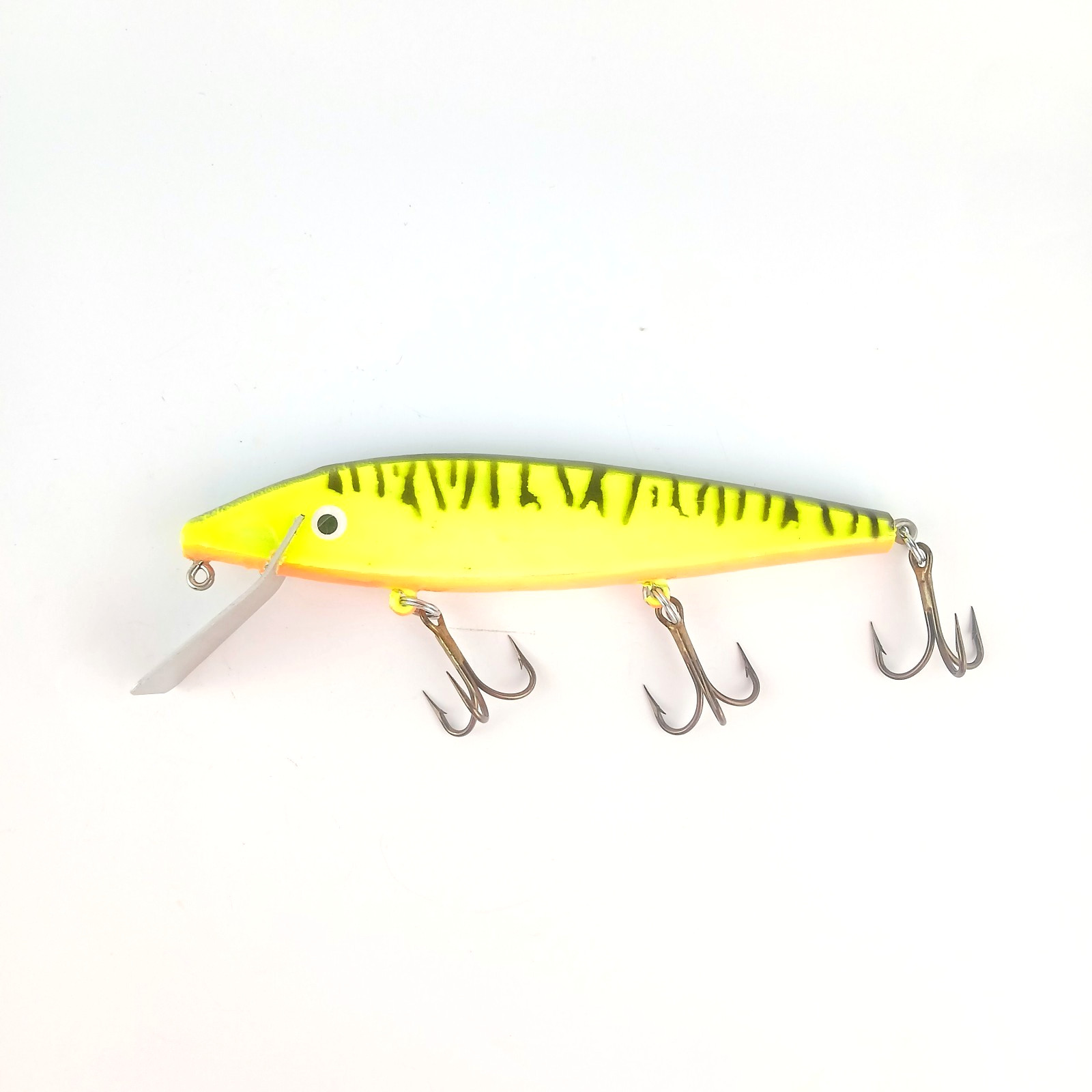 Vtg Hi Fin Crankbait Firetiger Wood Metal Lip 6\