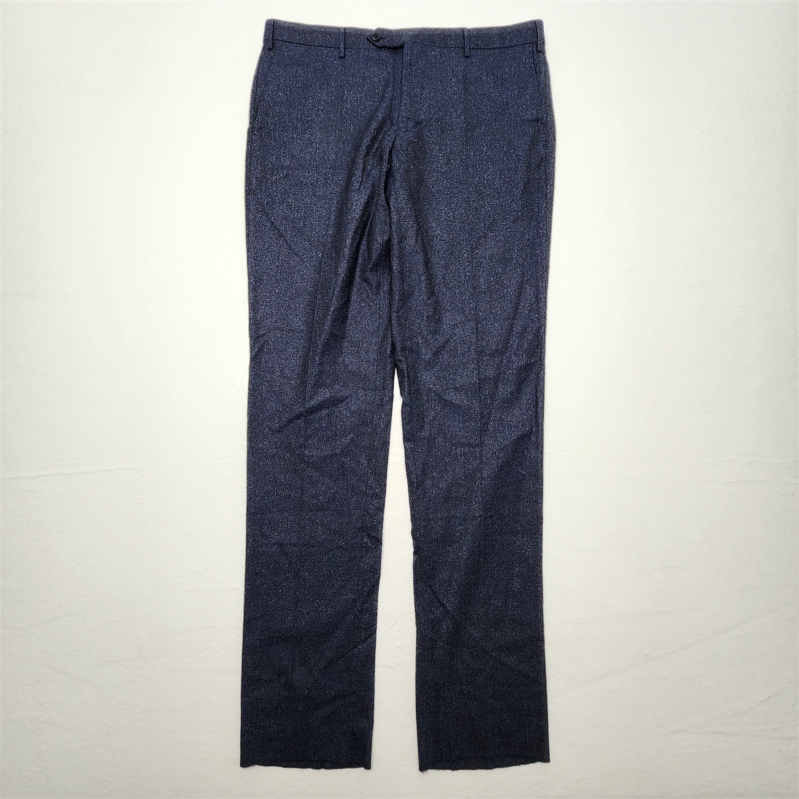 NEW Zanella SZ 38 Blue Heather Wool Cotton Flannel Parker Made in Italy Trousers