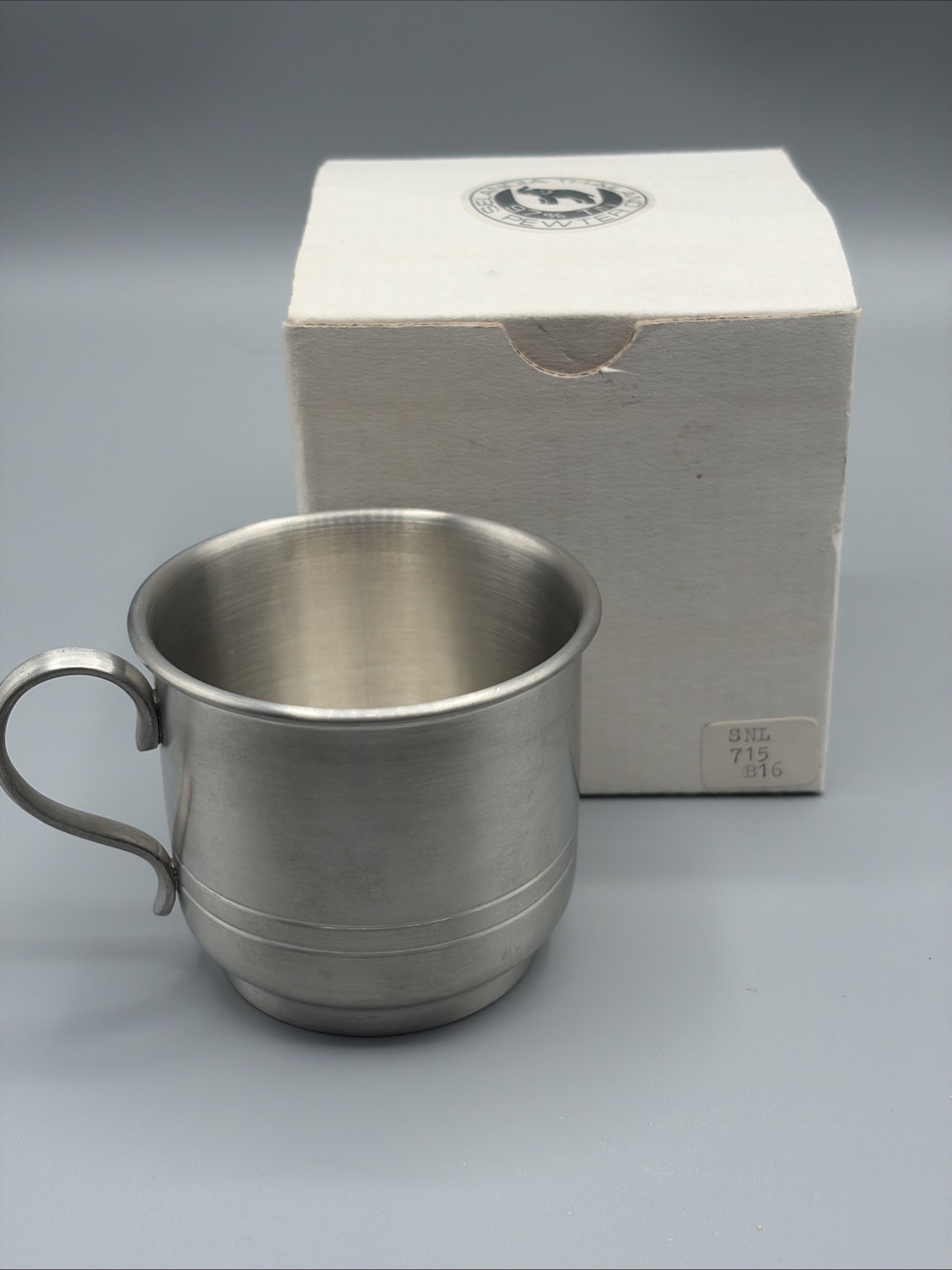 Vintage Selandia Thailand Pewter Small Pewter Baby Cup Mug in Original Box