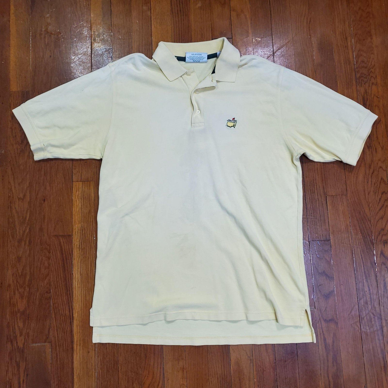Vintage Augusta National Golf Shirt Mens Large Yellow Masters Cotton Polo