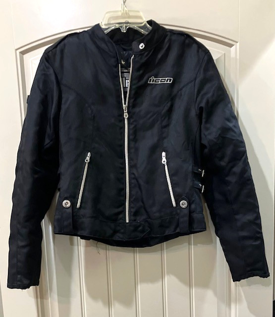 ICON Hella Textile Women\'s Motorcycle Jacket Black Size Small w Zip Out Lining