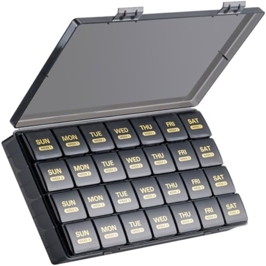 Large Monthly Pill Organizer 28 Days Portable One Month Pill Box Weekly Case Large Monthly Pill Organizer 28 Days Portable One Month Pill Box Weekly Case