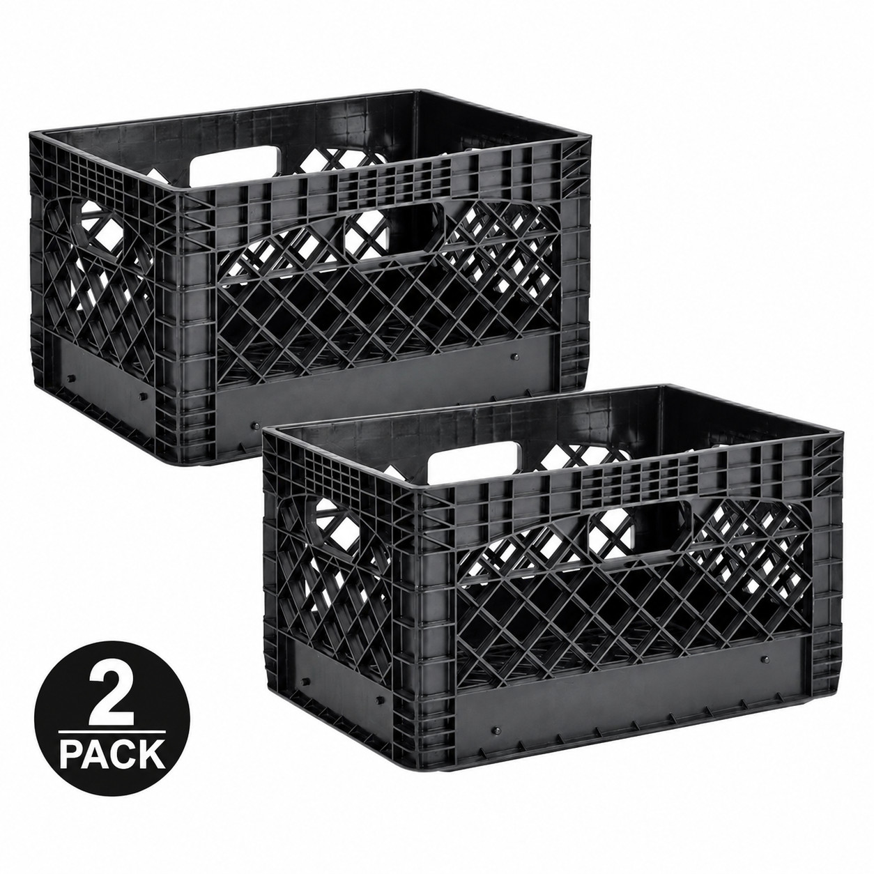2 pack - Juggernaut Storage 24QT Plastic Heavy-Duty Milk Crate, Black 2 pack - Juggernaut Storage 24QT Plastic Heavy-Duty Milk Crate, Black