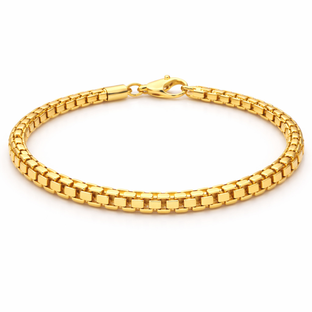 Real Italian 1/200 14K Yellow Gold Overlay Venetian Box Bracelet Mens Womens in