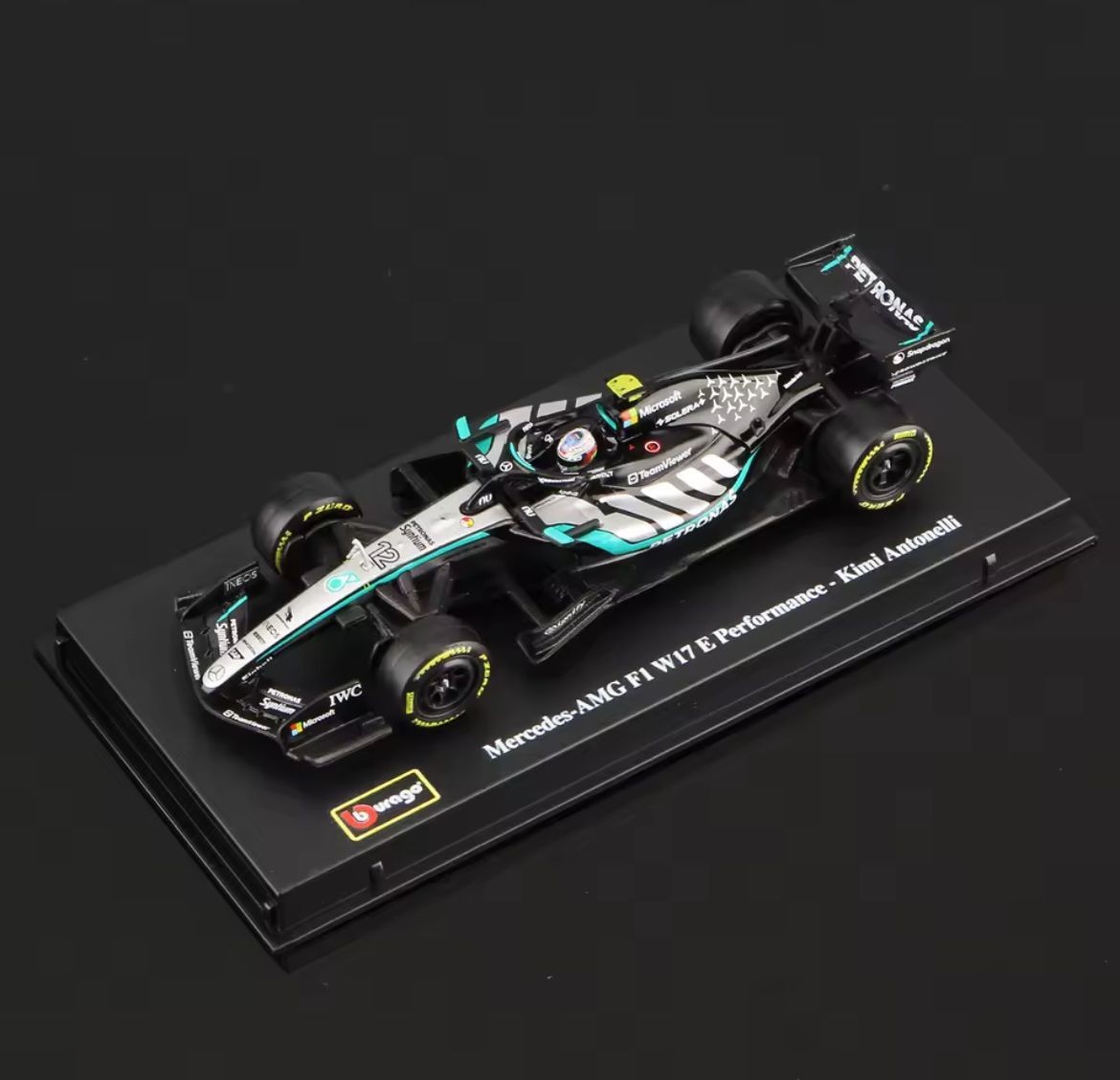 2026 Bburago 1:43 Mercedes-AMG W17 E #12 K. Antonelli #63 G. Russell F1 Race Car