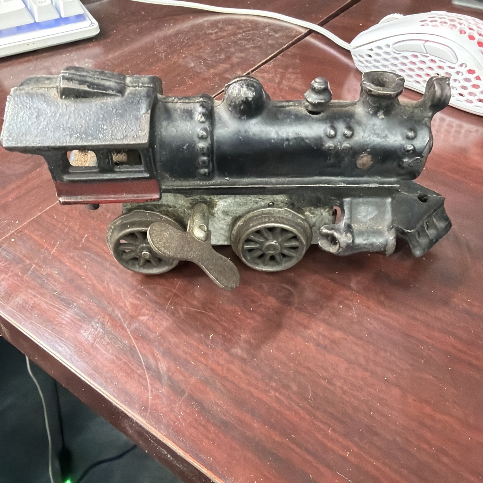 Antique Tinplate Wind-Up Steam Locomotive Train Clockwork Toy Prewar Vintage