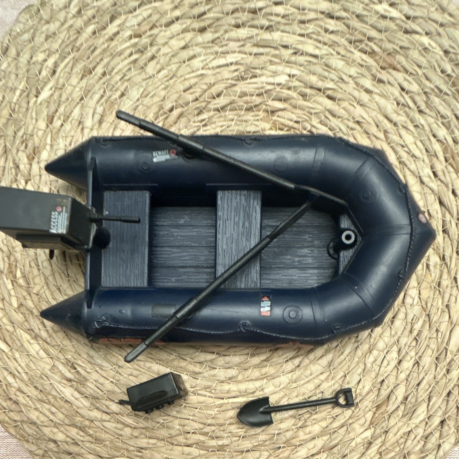 Vintage G.I. Joe Cobra Inflatable Boat Raft w/ Oars Shovel Radio Motor Vintage G.I. Joe Cobra Inflatable Boat Raft w/ Oars Shovel Radio Motor