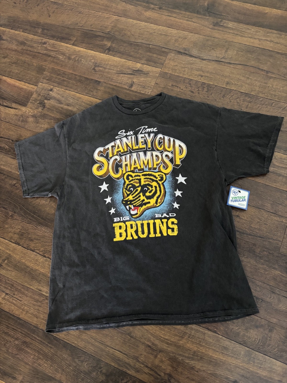 NHL BOSTON BRUINS MEN'S VINTAGE TUBULAR t-shirt, black, 2XL, New, '47 NHL BOSTON BRUINS MEN'S VINTAGE TUBULAR t-shirt, black, 2XL, New, '47
