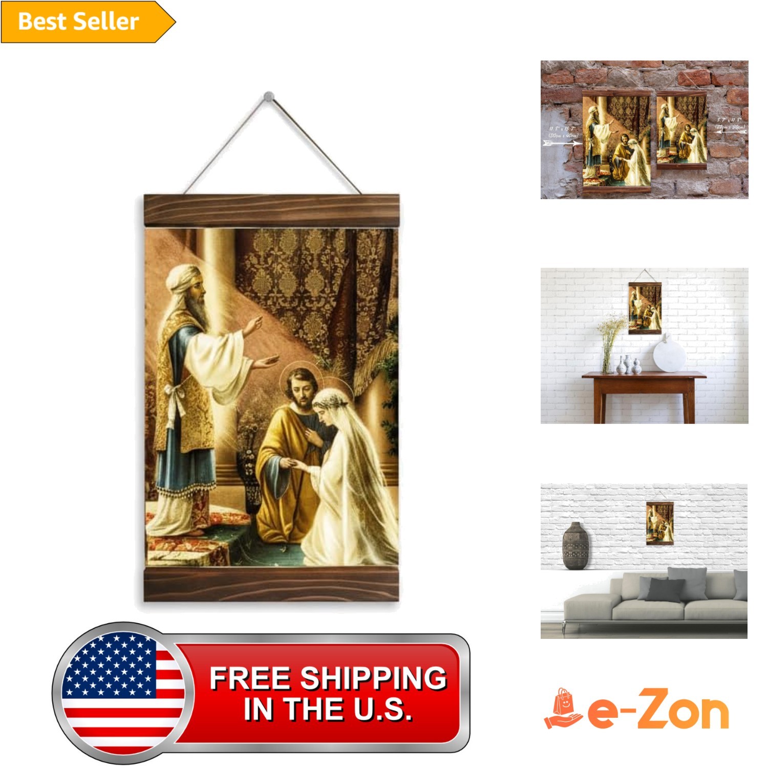 Wedding of Joseph and Mary Canvas Print Religious Catholic Wall Art 11.8x15.7