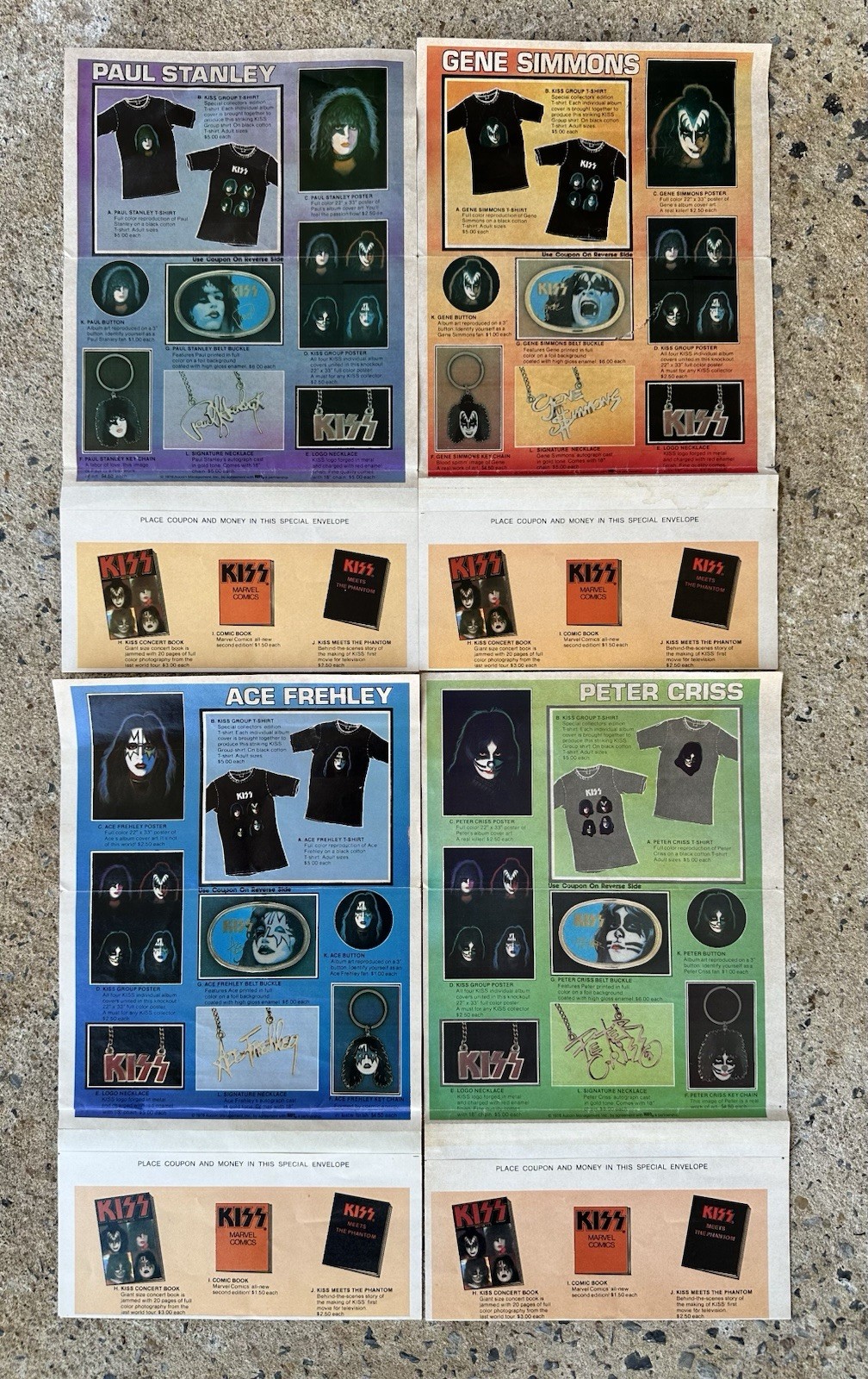 Vintage Original Lot Of 4 Kiss Solo Record Merch Inserts Casablanca Aucoin 1978 Vintage Original Lot Of 4 Kiss Solo Record Merch Inserts Casablanca Aucoin 1978