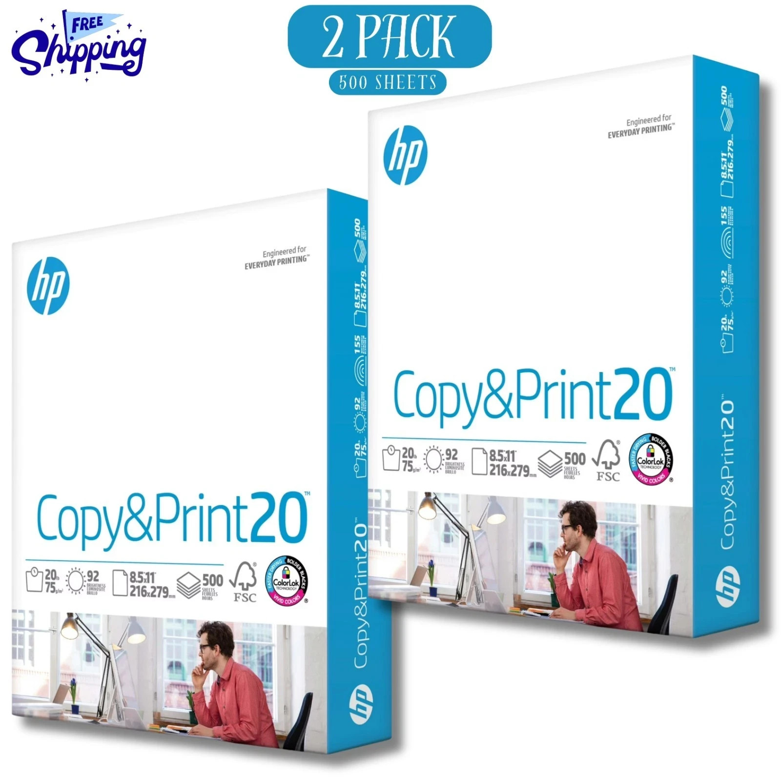HP Copy & Print20, 20lb, 8.5 x 11, 1 Ream (500 Sheets) (2 Pack) HP Copy & Print20, 20lb, 8.5 x 11, 1 Ream (500 Sheets) (2 Pack)
