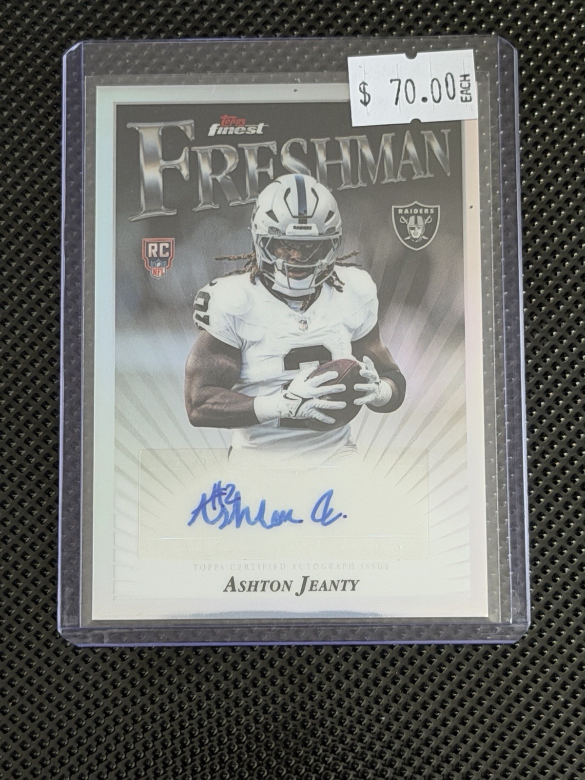 Topps 2025 Finest Freshman Ashton Jeanty Rookie Auto Las Vegas Raiders FFA-AJ Topps 2025 Finest Freshman Ashton Jeanty Rookie Auto Las Vegas Raiders FFA-AJ