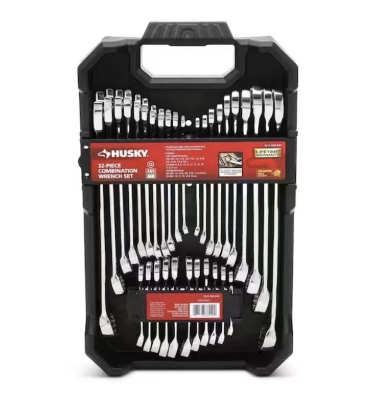 Husky 32-Piece Combination Wrench Set & Organizer SAE & MM 1013 869 840 New