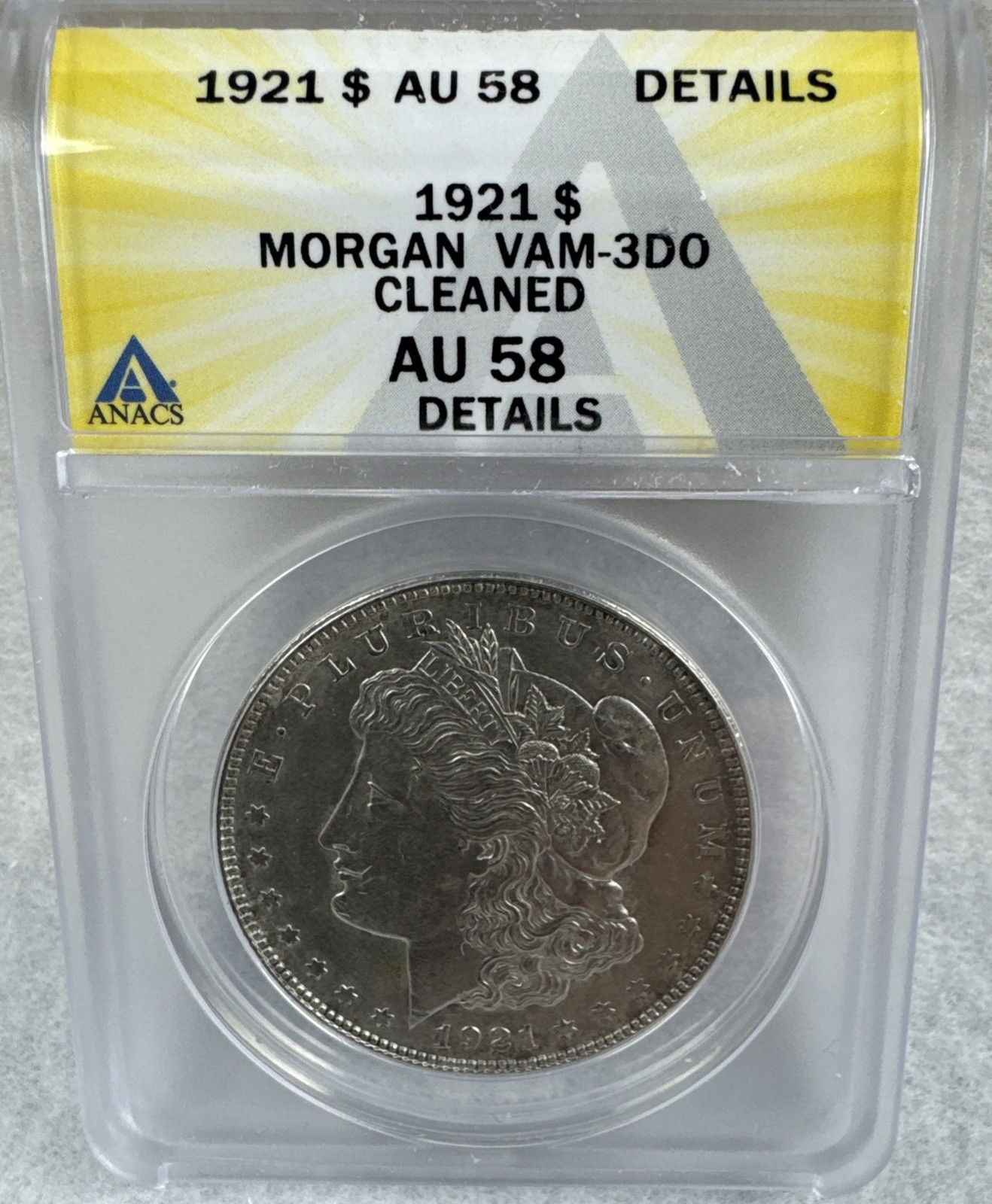 1921 Morgan Dollar / ANACS AU 58 Details VAM-3D0 1921 Morgan Dollar / ANACS AU 58 Details VAM-3D0