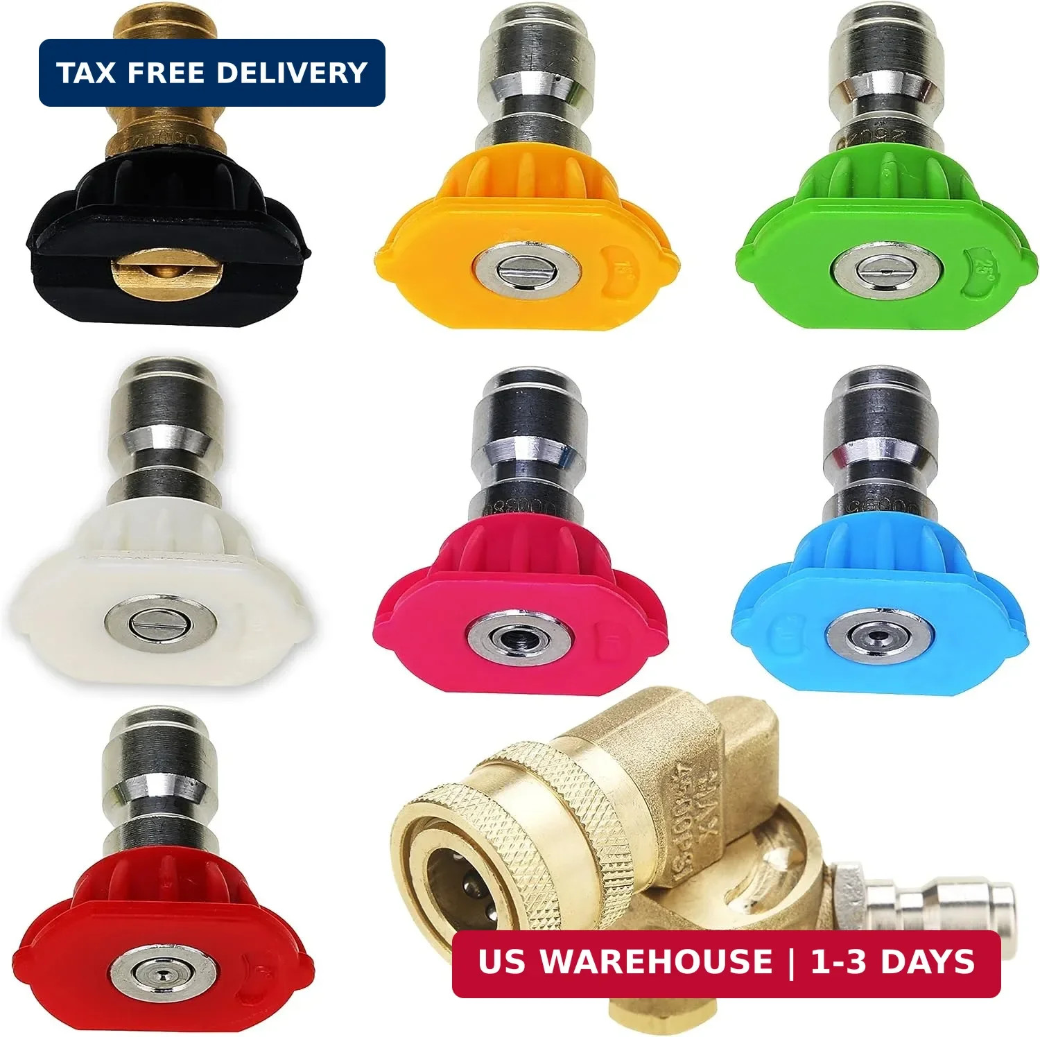 M MINGLE Pressure Washer Pivoting Coupler with 7 Power Washer Nozzle Tips