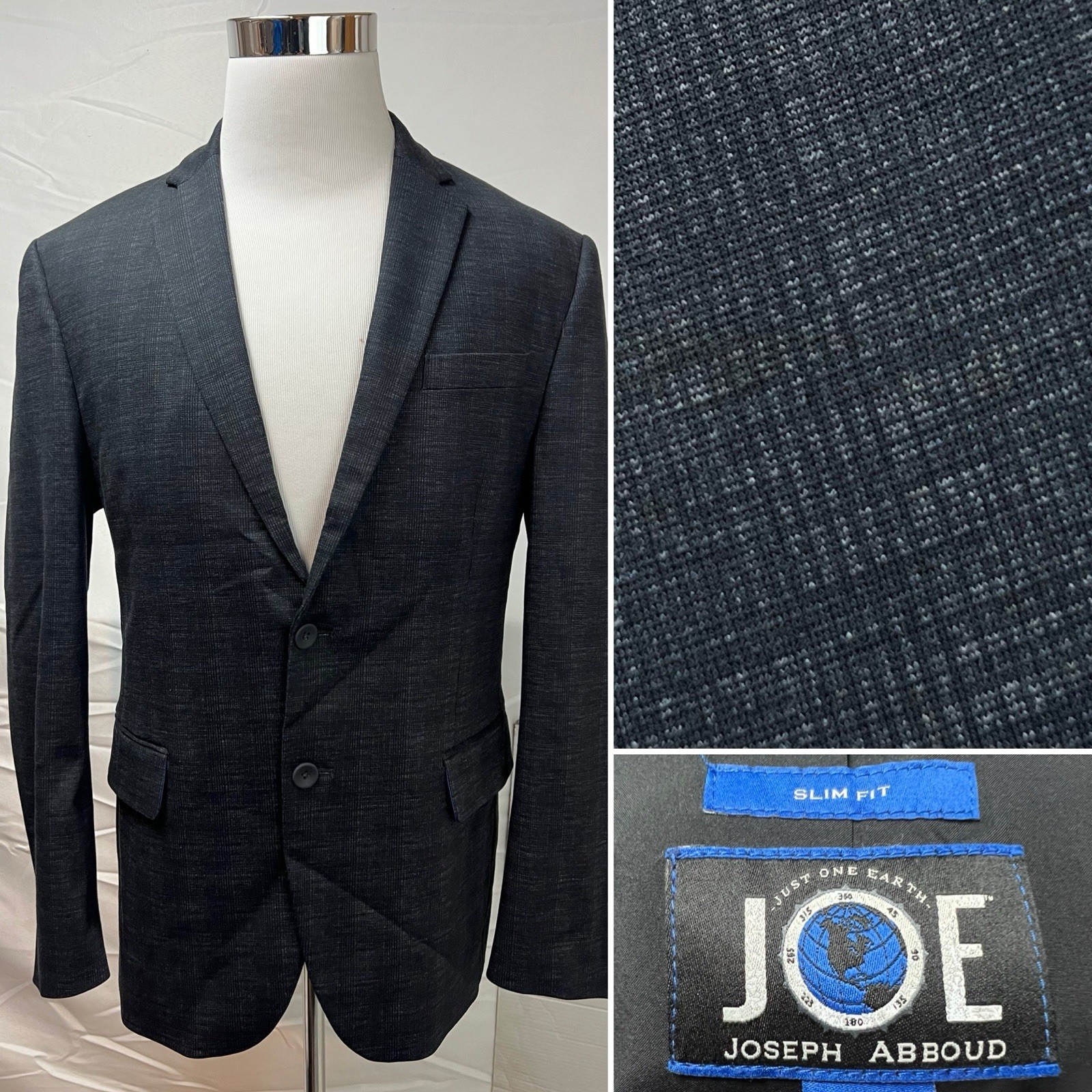 Joe Joseph Abboud Men’s XL Slim Fit Stretch Black Plaid Blazer Jacket Sport Coat Joe Joseph Abboud Men’s XL Slim Fit Stretch Black Plaid Blazer Jacket Sport Coat