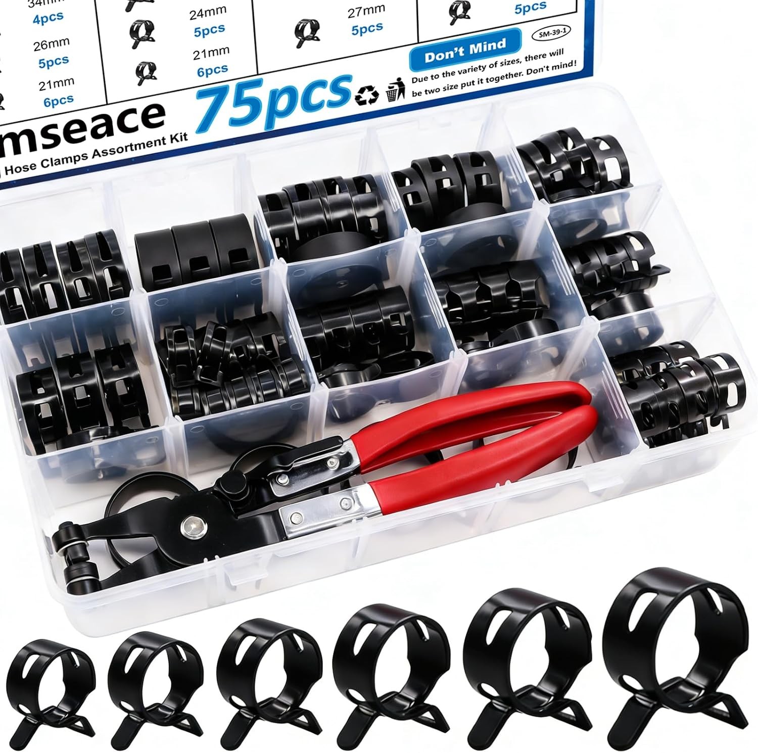 75Pcs Spring Band Hose Clamp 38mm 65Mn Leak-Proof Performance
