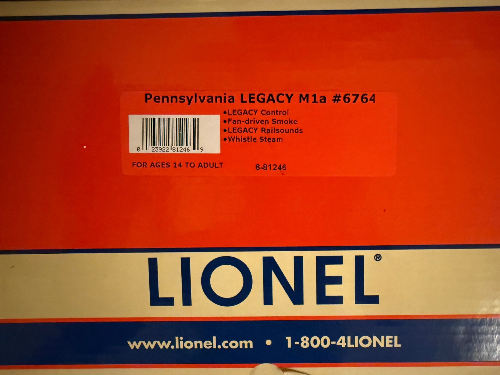 LIONEL PENNSYLVANIA LEGACY SCALE MIA 4-8-2 STEAM LOCOMOTIVE #6764