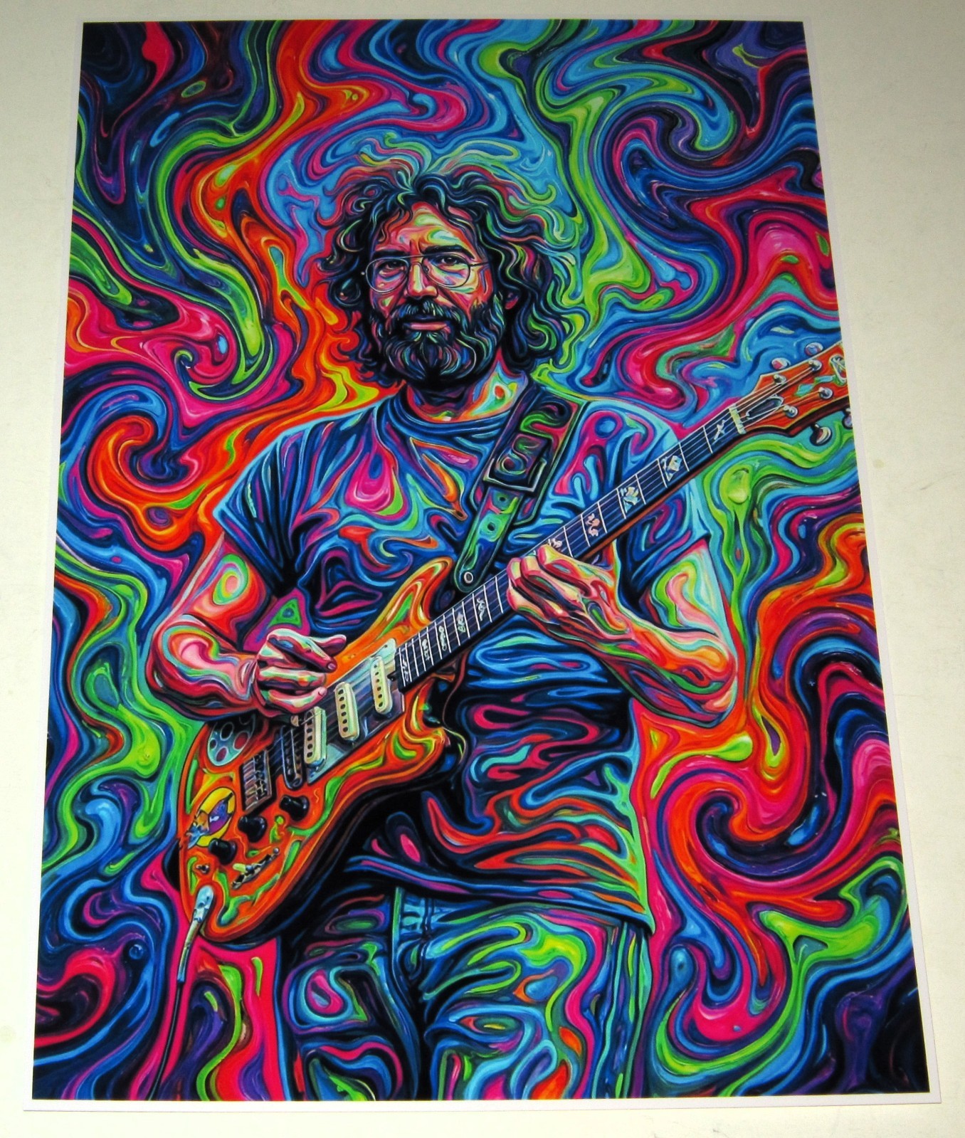 Large Jerry Garcia 1990 Beautiful Colors Art Grateful Dead Poster 19