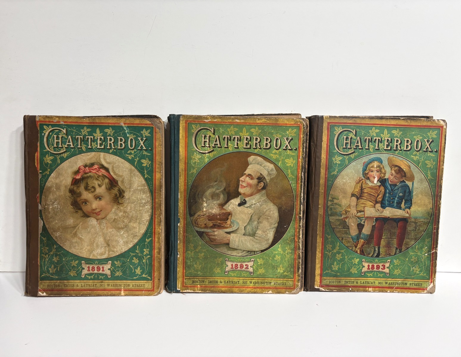 Antique Chatterbox Books 1891 1892 1893 Set 3 Victorian Childrens Estes Lauriat