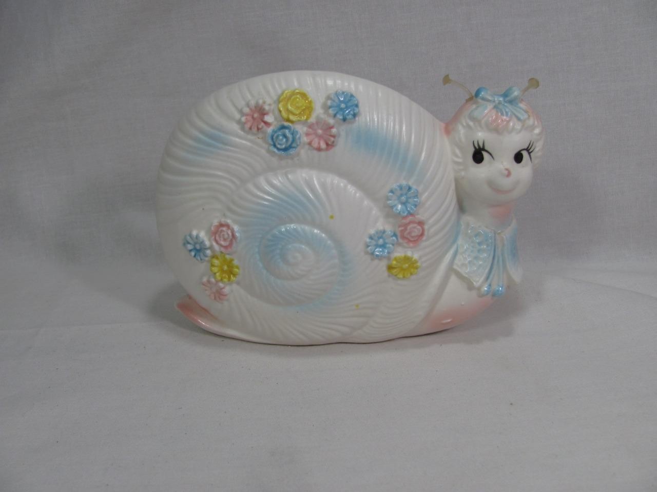 VINTAGE NAPCO SNAIL PLANTER BABY NURSERY MCM KITSCH  ANTHROPOMORPHIC RARE